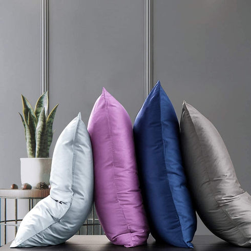 FLXXIE 2 Pack Zipped Satin Queen Pillowcases for Hair and Skin, Silky and Super Soft (20"x30") Zippered Satin Pillow Cases, Dark Grey, 20x30 Inche...