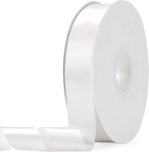 Satin Ribbon White Double Faced 1" X 50 Yards, Fabric Ribbons Perfect for Wedding and Party Decoration,Gift Wrapping, Sewing, Crafts...