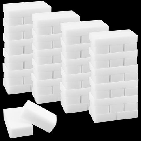 100 Pack White Melamine Foam Sponge Cleaning Pads, Lightweight Non-Scratch Scrub Sponge Scrubber Foam Dish Sponges Eraser for Wall, Furniture, Kit...