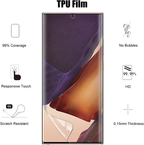 (2+2) For Samsung Galaxy Note 20 Ultra 5G / 4G (2 Pack) Screen Protector (Not Glass), Flexible Soft TPU Film and (2 Pack) Camera Lens Protector, F...