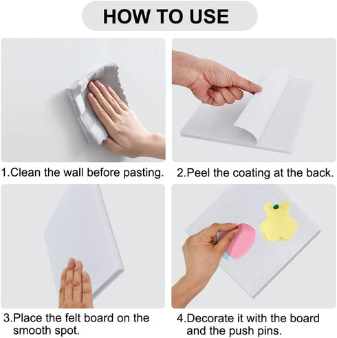 6 Pcs White Square Cork Board Bar Strips with 50 Pushpins, Self-Adhesive Bulletin Board Strips No Damage for Wall, Felt Pin Board for Paste Notes,...