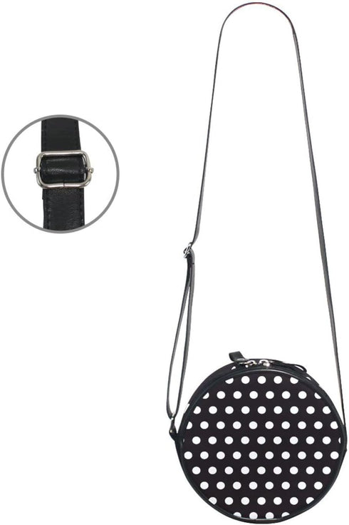 Round Crossbody Bag Small Circle Purse Zip Handbag for Women...
