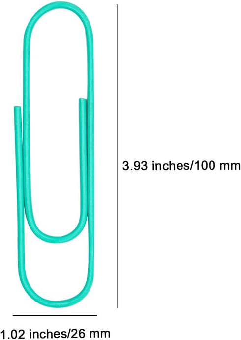 50 Pack Large 4 Inches Long Jumbo Paper Clips - 100mm Office Supply Accessories - Cute Paper Needle - Heavy Duty Bookmark(Turquoise)...