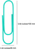 50 Pack Large 4 Inches Long Jumbo Paper Clips - 100mm Office Supply Accessories - Cute Paper Needle - Heavy Duty Bookmark(Turquoise)...