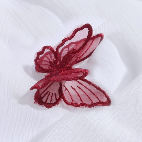 50 PCS Butterfly Lace Trim Double Layers Organza Butterfly Lace Fabric Embroidery Sewing Lace for Sewing Craft DIY Clothes Dress Hair Ornaments We...
