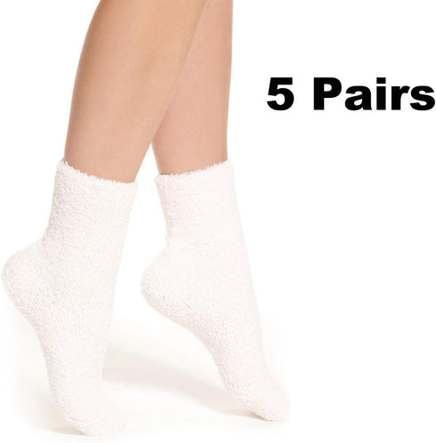 5 Pairs Womens Fuzzy Socks Soft Winter Warm Solid Socks for Ladies...