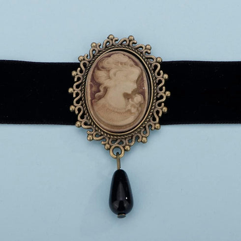 Denifery Gothic Vintage Victorian Choker Necklace Cameo Choker Necklace Black Velvet Choker Goth Vintage Jewelry for Women (Style 2)...