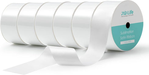 PYD Life 6 Rolls Sublimation Satin Ribbon 1 1/2 Inch x 40 Ft Widde White Blanks Double Faced for Heat Transfer Print,Satin Ribbon for Craft Gift W...