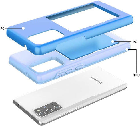 Phone Case for Samsung Galaxy Note 20 with Tempered Glass Screen Protector Cover and Credit Card Holder Slim Wallet Cell Accessories Rugged Glaxay...