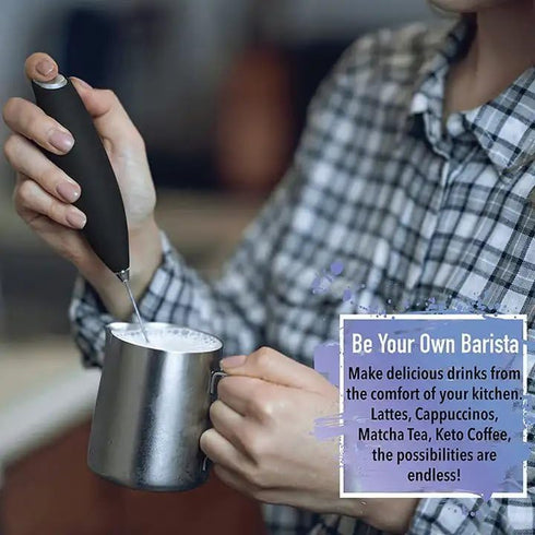 Handheld Mini Milk Frother Foam Maker Mixer for Lattes, Coffee, Cappuccino, Frappe, Matcha, Hot Chocolate (Red)...