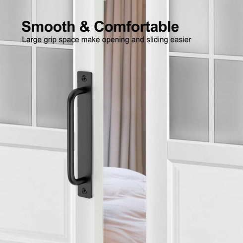 Ravinte Barn Door Handles 6 Pack Sliding Door Handle 6.3" Hole Center Barn Door Handles Black Cabinet Handles Door Pull Handle Zinc Alloy Door Pul...