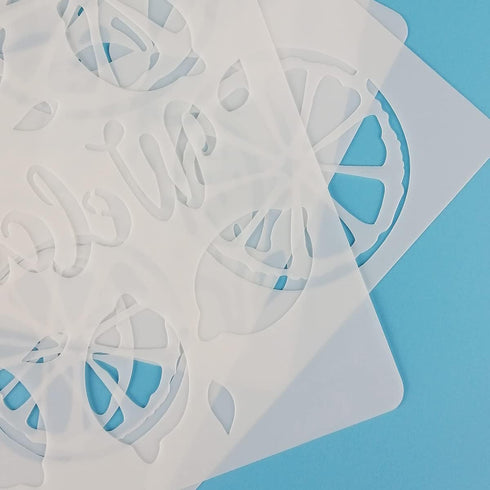 Lemon Stencils, 5 Pcs Summer Painting Stencils for Farmhouse Wood Signs Welcome Lemon Reusable Mylar Template for Pillows Wall Scrapbook Card Maki...