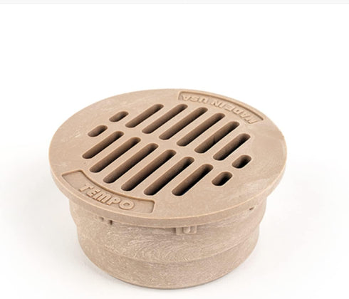 Premium USA Made 3" Inch TAN Outdoor Round Flat Drain Grate Cover - Fits All 3" Inch Sewer & Drain Pipe/Fittings, Also Fits Triple Wall Pipe & Cor...