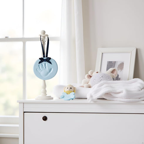 Pearhead Babyprints Baby's First Handprint or Footprint Ornament Kit, Easy No-Bake DIY Clay Impression, Christmas Baby Keepsake Gift, Blue...