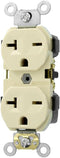 Leviton 5822-ICP 20-Amp, 250 Volt, Narrow Body Duplex Receptacle, Straight Blade, Commercial Grade, Self Grounding, Contractor Pack, Ivory...