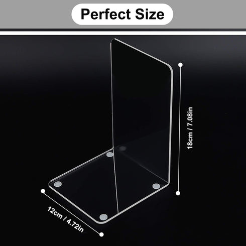 MerryNine Clear Book Ends 4pcs, Acrylic Bookends for Shelves, Non-Slip Bookend Decorative for Heavy Duty Book, Books Holder Stopper for Kids, Book...