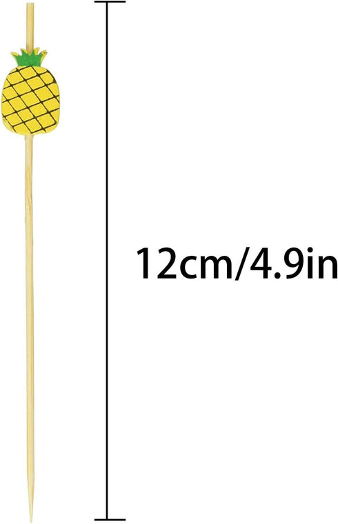 PuTwo Cocktail Picks Handmade Bamboo Toothpicks 100pcs 4.7" in Yellow Pineapples...