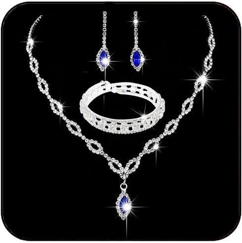 Rhinestone Jewelry Set Bridal Jewelry Sets Silver Prom Jewelry Sets Sparkly Wedding Necklace Jewelry Accessories for Women...