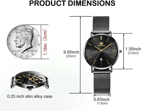 OLEVS Women's Watch Luxury Dress Rose Gold Women Slim Thin Lightweight Watch Stainless Steel Mesh Watches Fashion Waterproof Ladies Wrist Watch Bl...