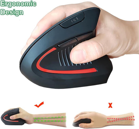 Ergonomic Mouse,2.4G Wireless Vertical Mouse,800/1200 /1600 DPI Optical Mice,6 Buttons for Laptop, Desktop, PC,MacBook...