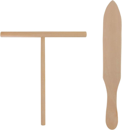 Beech wood Crepe Spreader and Spatula -2 Piece Set Convenient Size to Fit Small Crepe Pan Maker...