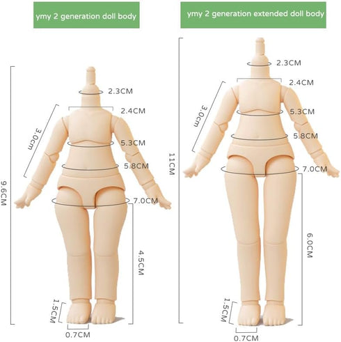 YMY OB11 Doll Body Normal Size GSC BJD Doll Body Joint Movable Doll Model Action Figure ?Milky White-9.6cm?...