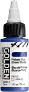 GOLDEN High Flow Acrylics, Phthalo Blue (Green Shade), 1 fl. oz. / 30 ml Bottle...
