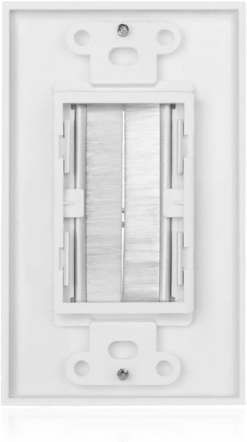 TNP Brush Wall Plate (2 Pack) - Single Gang Cable Entry Access Brush Bristles Style Strap Opening Port Insert Socket Wiring Plug Jack Decorative F...