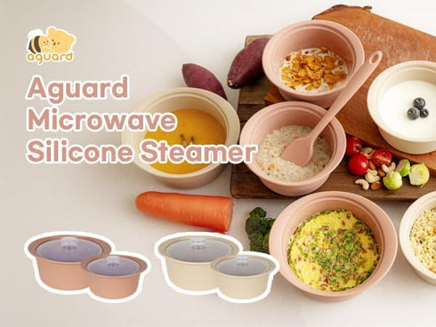 MOMOBIN Microwave Silicone Steamer for Baby Food, Dishwasher & Oven Safe to 482°F, Easy Clean, Korea Made (Terracotta Rose, 27.1oz (800ml))...