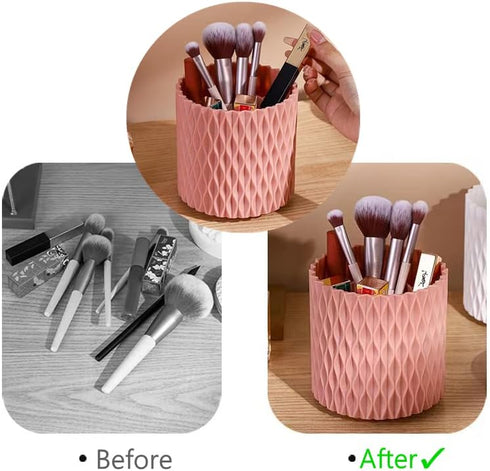 Makeup organizer Brush Holder Plastic Cosmetic Desktop Storage Rotatable Makeup Brushes Pen Holder for Countertops Bathroom,Multi-Purpose Cosmetic...
