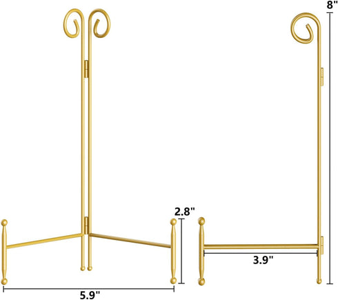 Iron Easel for Display, 8 Inch Gold Plate Stand Holder, Decorative Stand for Picture Frame, Wedding Card, Artwork and Plate...
