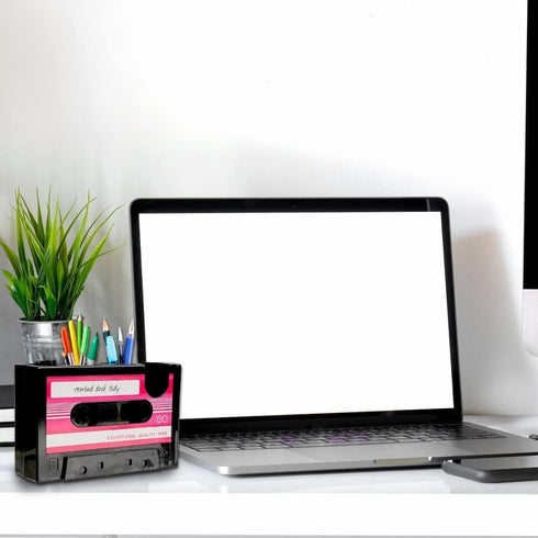 PENCK Cassette Tape Dispenser with Pen Holder Cute Desk Tidy Container Office Supplies Organizer Stationery Storage, Great Gift for Girl Boy, Pink...