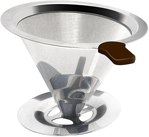 Mixpresso Pour Over Coffee Cone Dripper with Cup Stand - Paperless and Reusable Coffee Maker Filter...