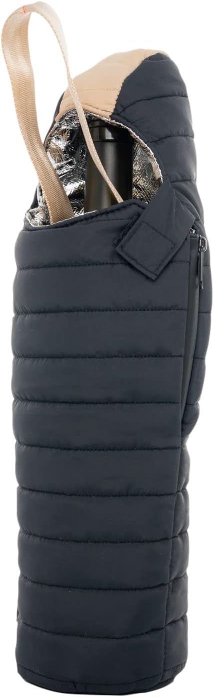 Puffin - The Caddy Wine Bag - Wine Chiller & Insulated Bottle Bag, Black & Tan...