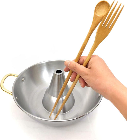 JapanBargain 3789, Bamboo Cooking Chopsticks with Spoon and Fork 3-in-1 Taste and Cook Cooking Utensil for Deep Frying Shabu Hot Pot Noodles, 13 i...