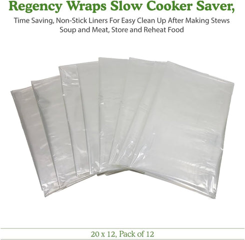 Regency Wraps Slow Cooker Saver, Time Saving, Non-Stick Liners For Easy Clean Up After Making Stews Soup and Meat, Store and Reheat Food, 20 x 12,...