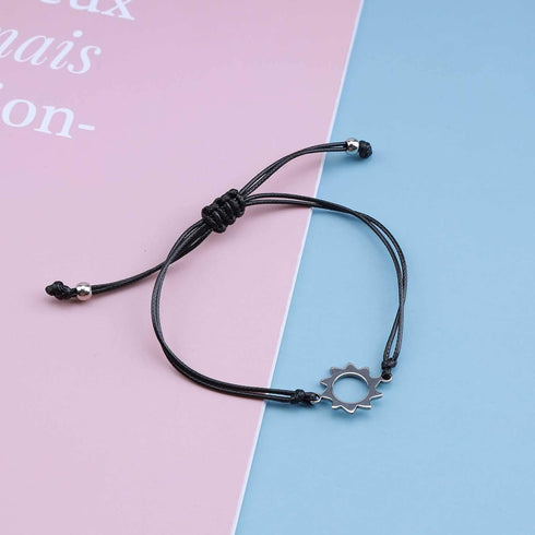 Bohemian Sun Anklet Black Woven Rope Ankle Bracelet Silver Sunshine Chain Anklet Adjustable Wax Anklets Summer Beach Foot Chain Jewelry for Women ...