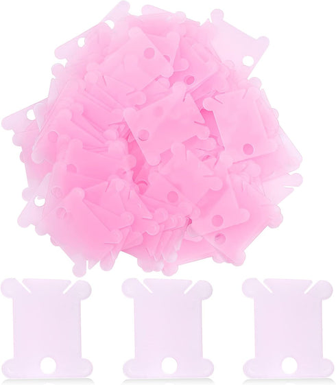 100 Pcs Plastic Floss Bobbin, Embroidery Floss Bobbins, Cross Stitch Embroidery Cotton Thread Embroidery Floss Thread Craft, Pink Embroidery Threa...