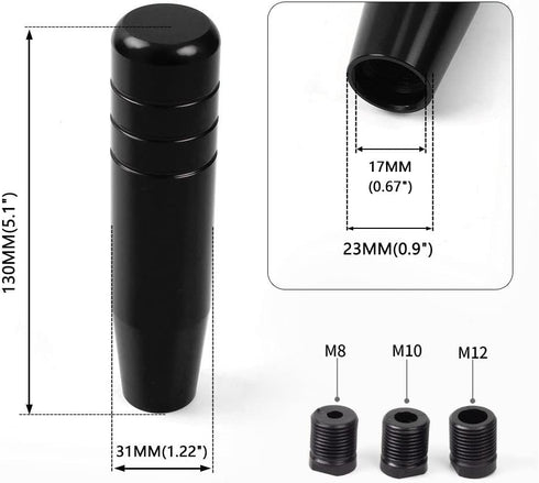 JoyTube 5" Gear Stick Shifter Knobs, Aluminum Alloy Shifting Lever Heavy Weighted Car Manual Transmission Shift Head Knob Fit Most Automatic Vehic...