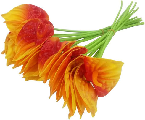 20Pcs Artificial Anthurium Flowers Real Touch Fake Flower for Home Decor Floral Arrangements Bouquets (Red,Sunset red)...