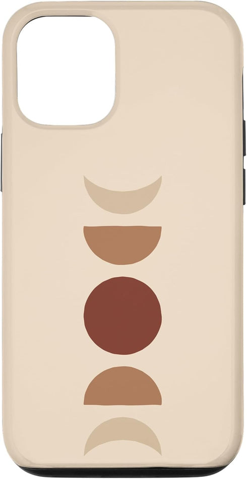 iPhone 12/12 Pro Phases of Moon Boho Beige Rust Red Burnt Orange Case...