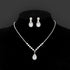CIEHER Silver 2/3 Pieces Women Jewelry Set - Drop Necklace + Crystal Teardrop Dangle Earring Clips, Crystal Clip On Earrings Silver Non Pierced fo...