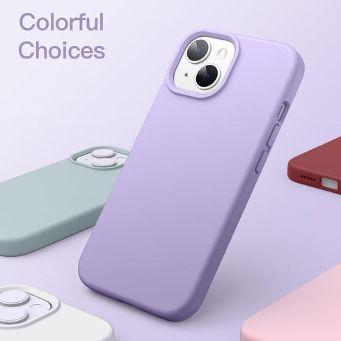 JETech Silicone Case for iPhone 13 6.1-Inch, Silky-Soft Touch Full-Body Protective Phone Case, Shockproof Cover with Microfiber Lining (Light Purp...