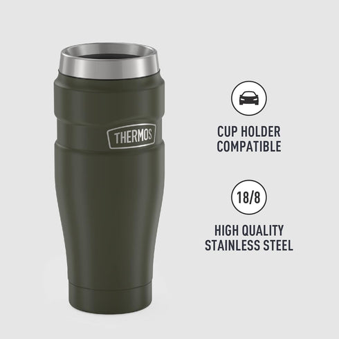 THERMOS Stainless King Vacuum-Insulated Travel Tumbler, 16 Ounce, Army Green...