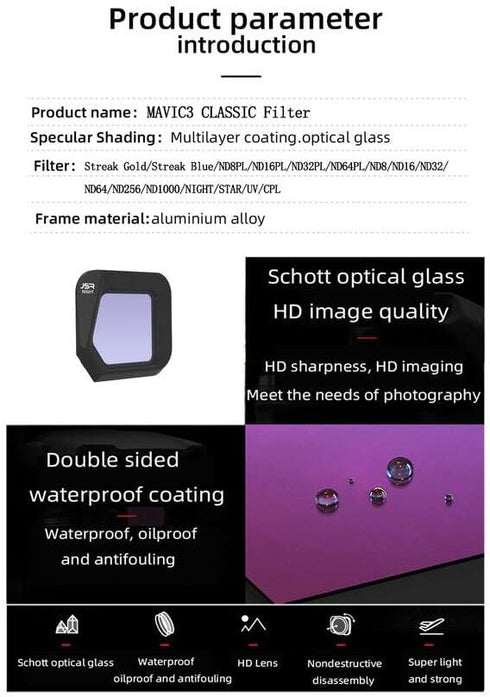 Lens Filter Compatible with Mavic 3 Classic MCUV ND CPL ND/PL Filters Kit Compatible with DJI Mavic 3 Classic Drone Accessories (CPL)...