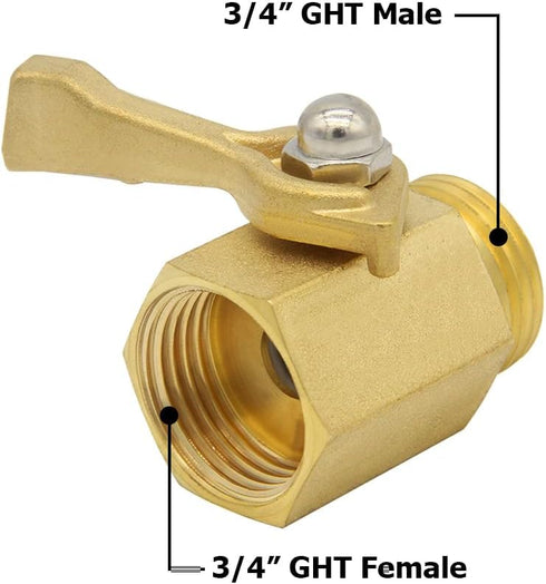 Hooshing Garden Hose Shut Off Valve Heavy Duty Brass 3/4" GHT Garden Hose Connector Water Flow Control Valve...