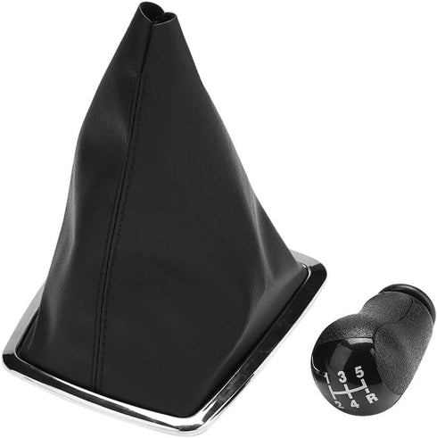 Gear Stick Shift Knob?5 Speed Gear Stick Shift Knob and Gaiter Boot Cover for MK2 2004 to 2008,Artificial Leather and Plastic,Black...