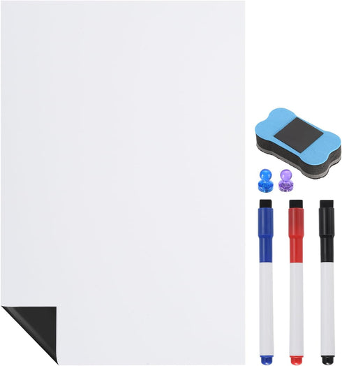 PATIKIL Magnetic Dry Erase Whiteboard Paper, 17" x 12" Adhesive Dry Erase Board Sticker Right Angle Side Magnetic Whiteboard Paper with Marker Era...