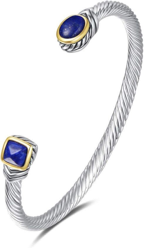 UNY Jewel Bracelet Designer Brand Inspired Women Jewelry 4.5mm Thin Twisted Cable Wire Bangle Gem Stone Christmas Day Gift...