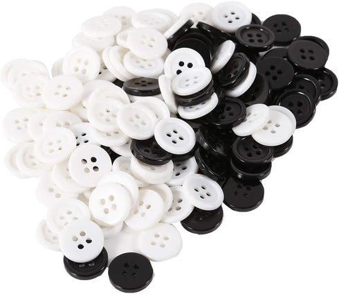 BaoQiu 15mm White Black Plastic Buttons 5/8 Inch Pack of 150 Pcs Sewing Resin Buttons Four Holes DIY Craft Buttons...